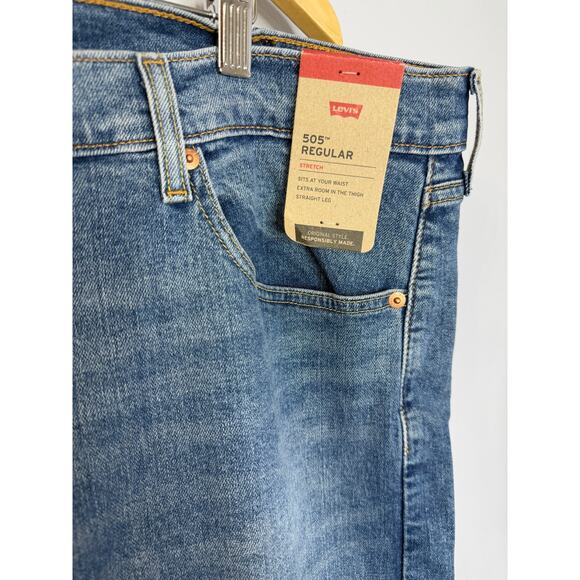 Levis 505 Mens Jeans Regular Fit Straight Leg 40X32 New - Picture 3 of 9